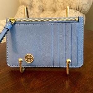 Tory Burch Robinson Zip Top Card Case Blue